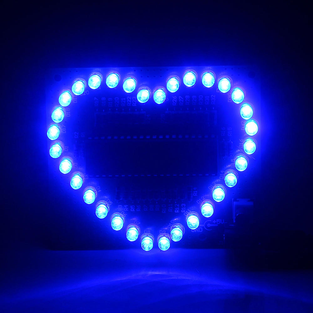 Assembled 51 MCU Heart-shaped Light Water LED Flashing Light Electronic Board No Shell