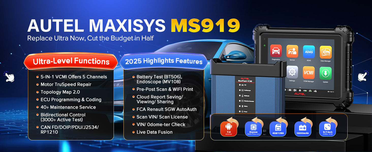 Advanced Diagnostic Tool Features Topology Mapping ECU Programming 5-in-1 VCMI Active Test 40+ Services Auto Scan Android 7.0
