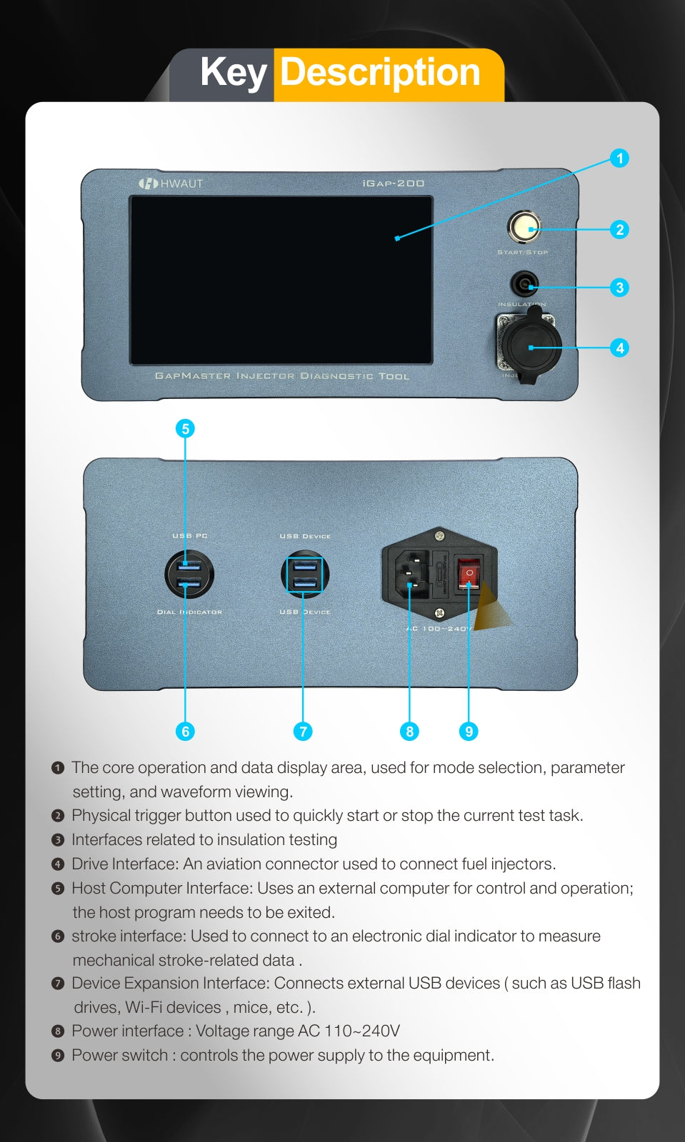 Common Rail Piezo Injector Tester 7-Inch Touchscreen AC 100V-240V 1-30Hz 0-6000us Embedded Intelligent Control System
