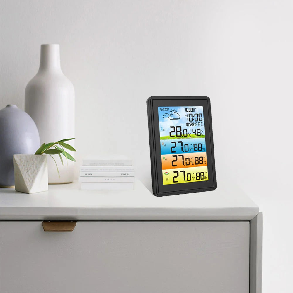 3 Sensors Weather Station Wireless Indoor Outdoor Thermometer with Alarm Clock / Calendar / Weather Forecast