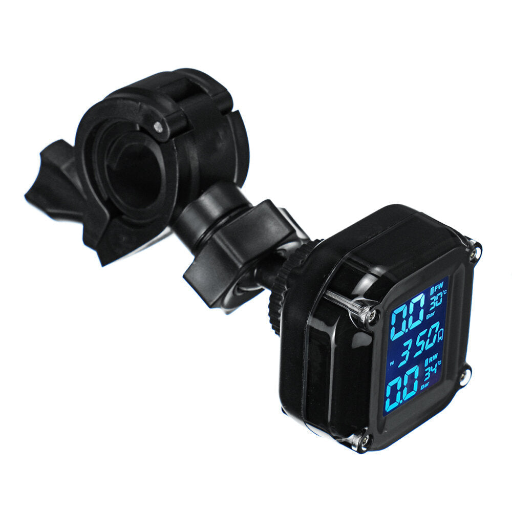 Motorcycle Tire Pressure Monitoring System Real Time Sun Protection LCD Display 2 External WI Sensor Motor TPMS