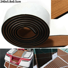 240x5.8x0.5cm Brown&Balck EVA Teak Flooring Faux Imitation Teak Decking Sheet Pad