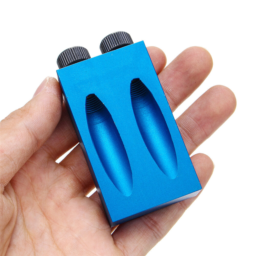 Aluminum Alloy Drill Guide Set with 15° Angle, 6/8/10mm Bits for Woodworking - Adjustable Hole Locator, Blue/Black