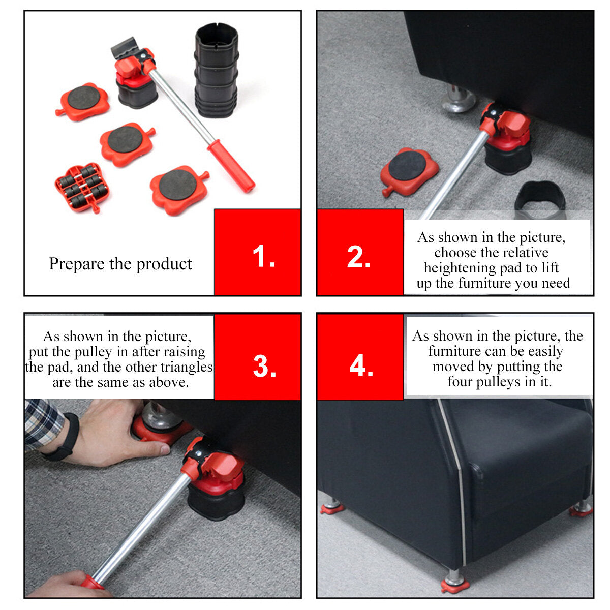 13pcs Heavy Duty Furniture Lifter Hand Tool Set Lifter Slides Wheel