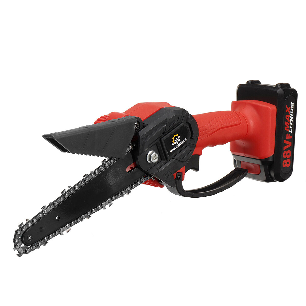 6 Inch 88VF Cordless Electric Chain Saw One-Hand Saw LED Woodworking Wood Cutter