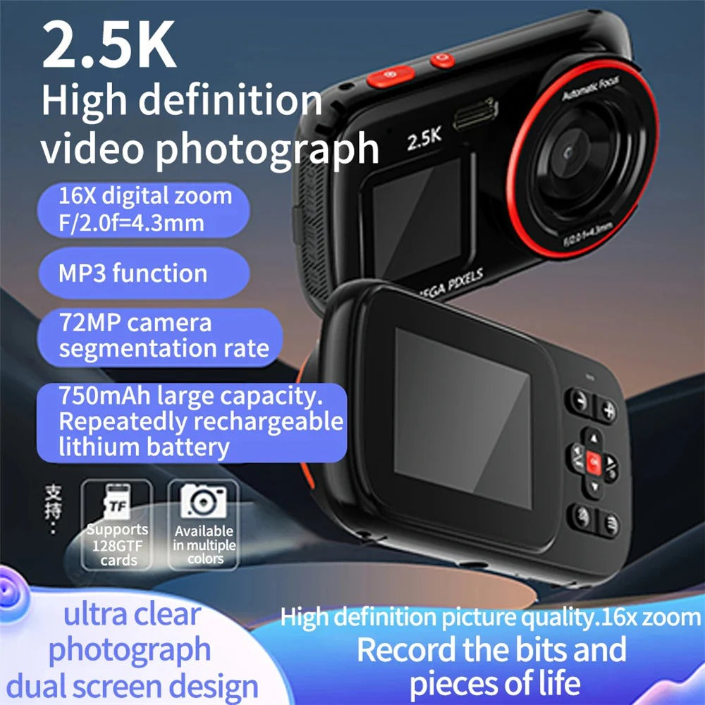 72MP Digital Camera for Photography and Video Dual HD Screen 16x Zoom Portable Cameras Gifts for Girls Boys and Kids