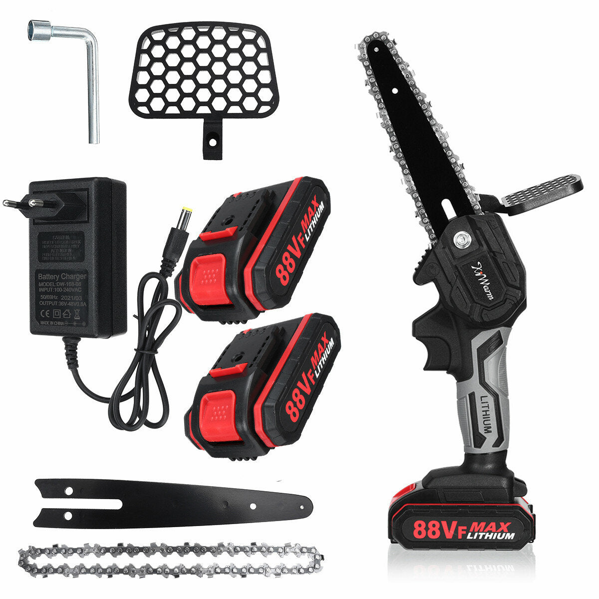 6" Portable Electric Pruning Saw Rechargeable Small Woodworking Electric Chain W/ 1/2 Battery