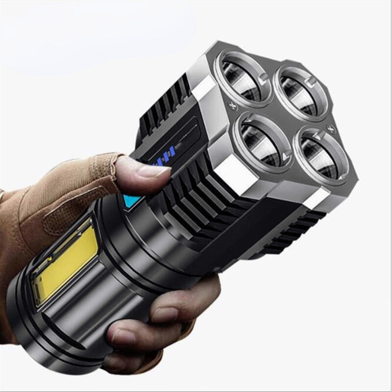 Plastic 4 Lighting Light 4 LED COB Flashlight Mini Portable hand lantern USB Rechargeable With Built-in 18650 Battery