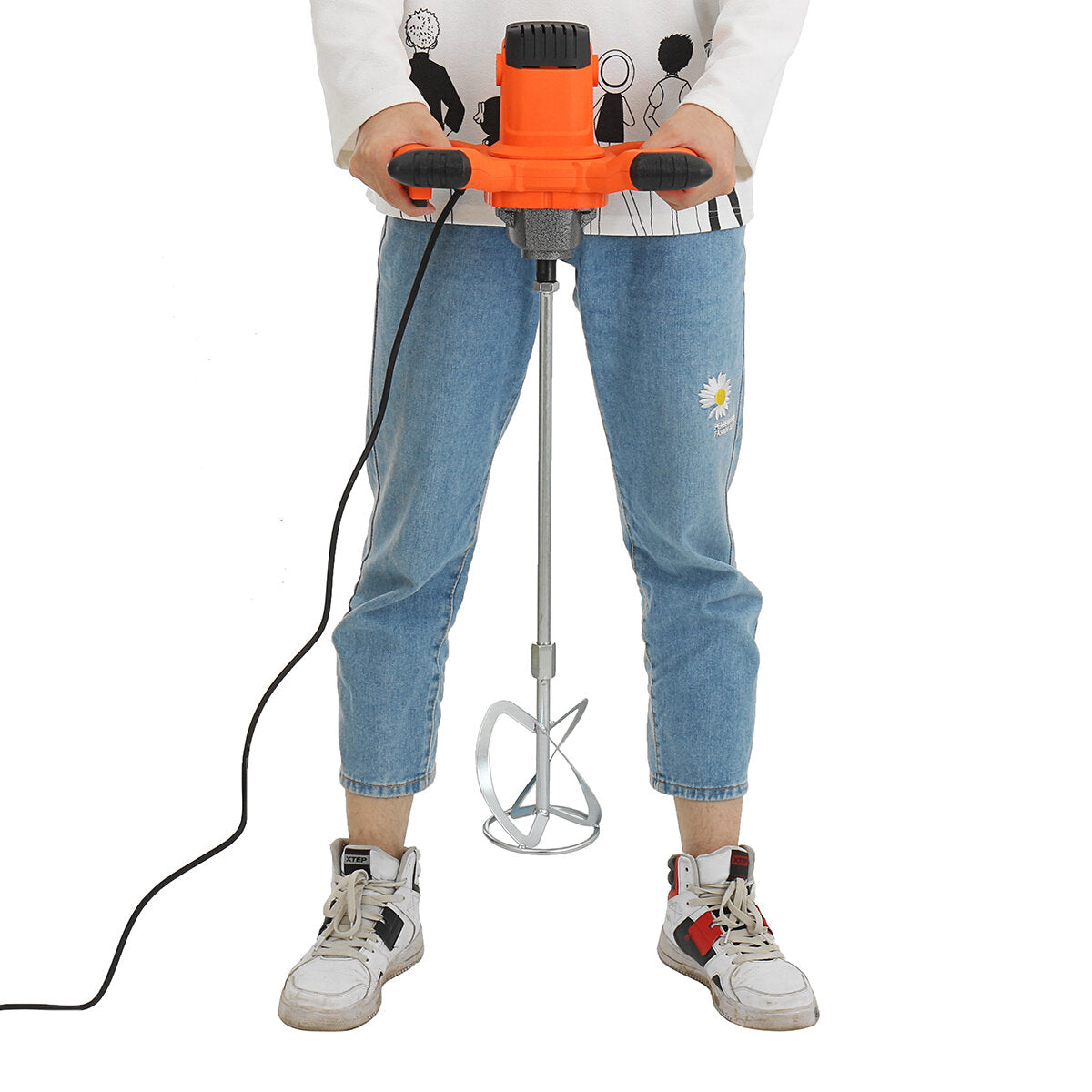 3000W 6-speed Mortar Mixer Dusting Machine Handheld for Industrial Paint Cement Paint Food with 50cm Screw