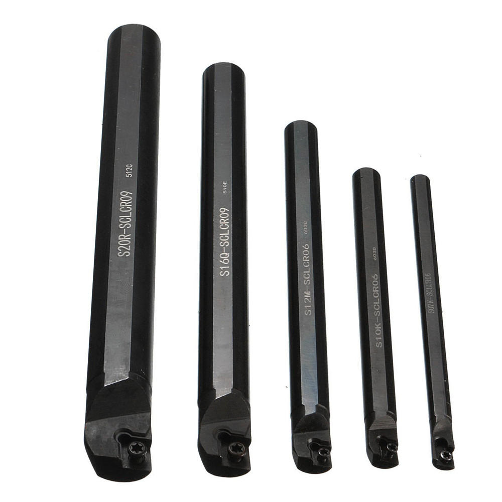 15pcs 7/10/12/16/20mm SCLCR09 Lathe Turning Tool Holder with CCMT060204 Inserts and Wrench