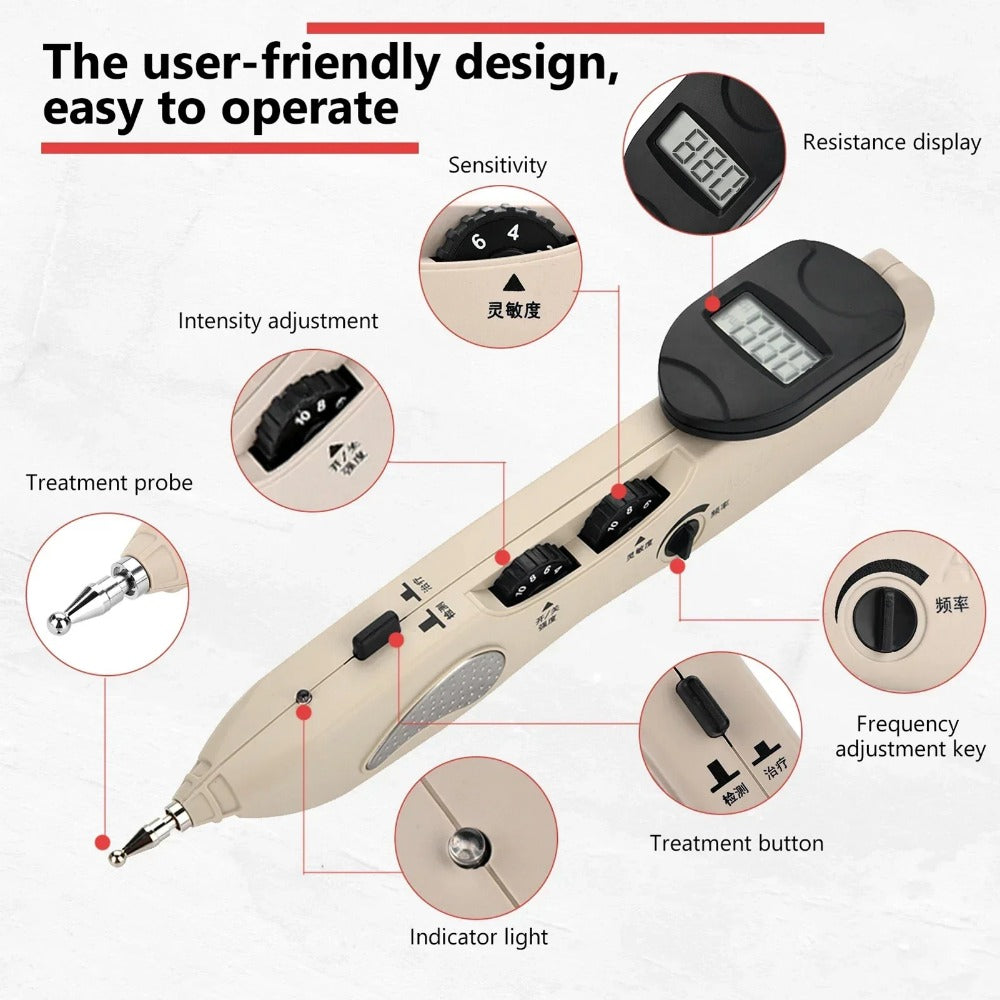 Digital Electronic Acupuncture Pen - Portable, Rechargeable, Adjustable Sensitivity, Audio Tips, Easy to Use, 1pc