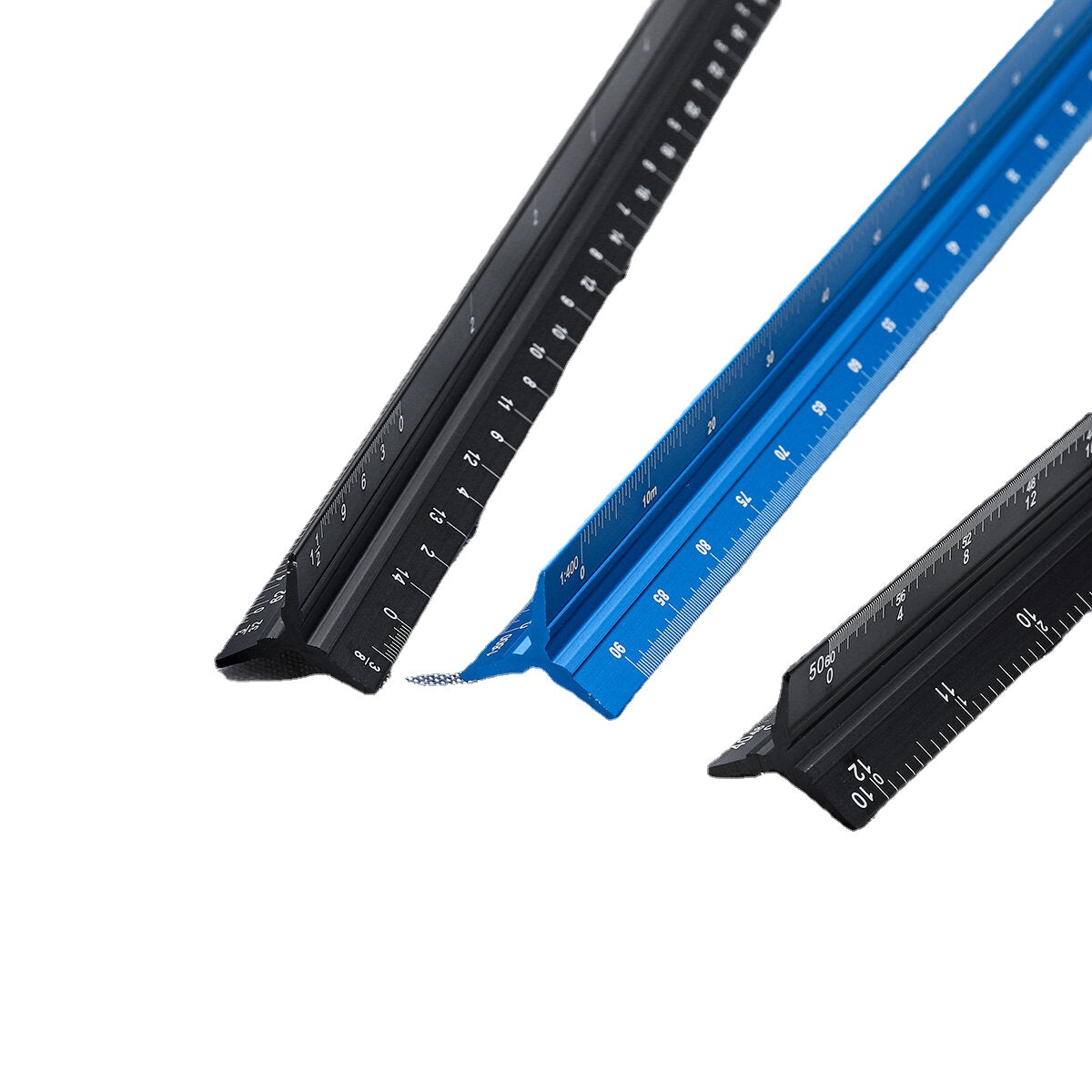 Aluminum Alloy Three Edged Ruler Laser Engraving Drawing Ruler Architectural Design Decoration Inch Centimeter Scale