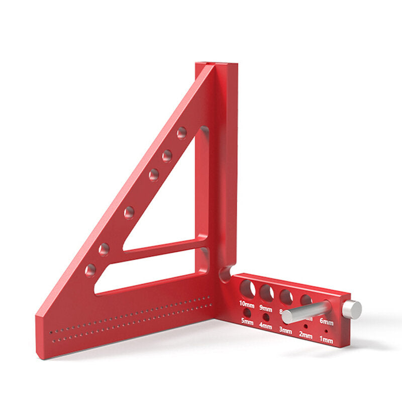 5-Inch Red Woodworking Scribing Rule - 3-in-1 Compact Tool, Lightweight, Metric/Imperial, Ideal for Woodworking Enthusiasts