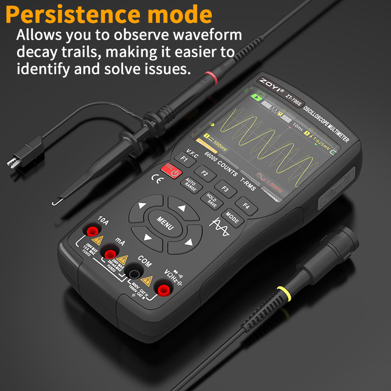 Handheld Oscilloscope Multimeter 3-In-1 Dual Channel 50MHz 280MSa/s 66000 Counts Signal Generator IPS Display