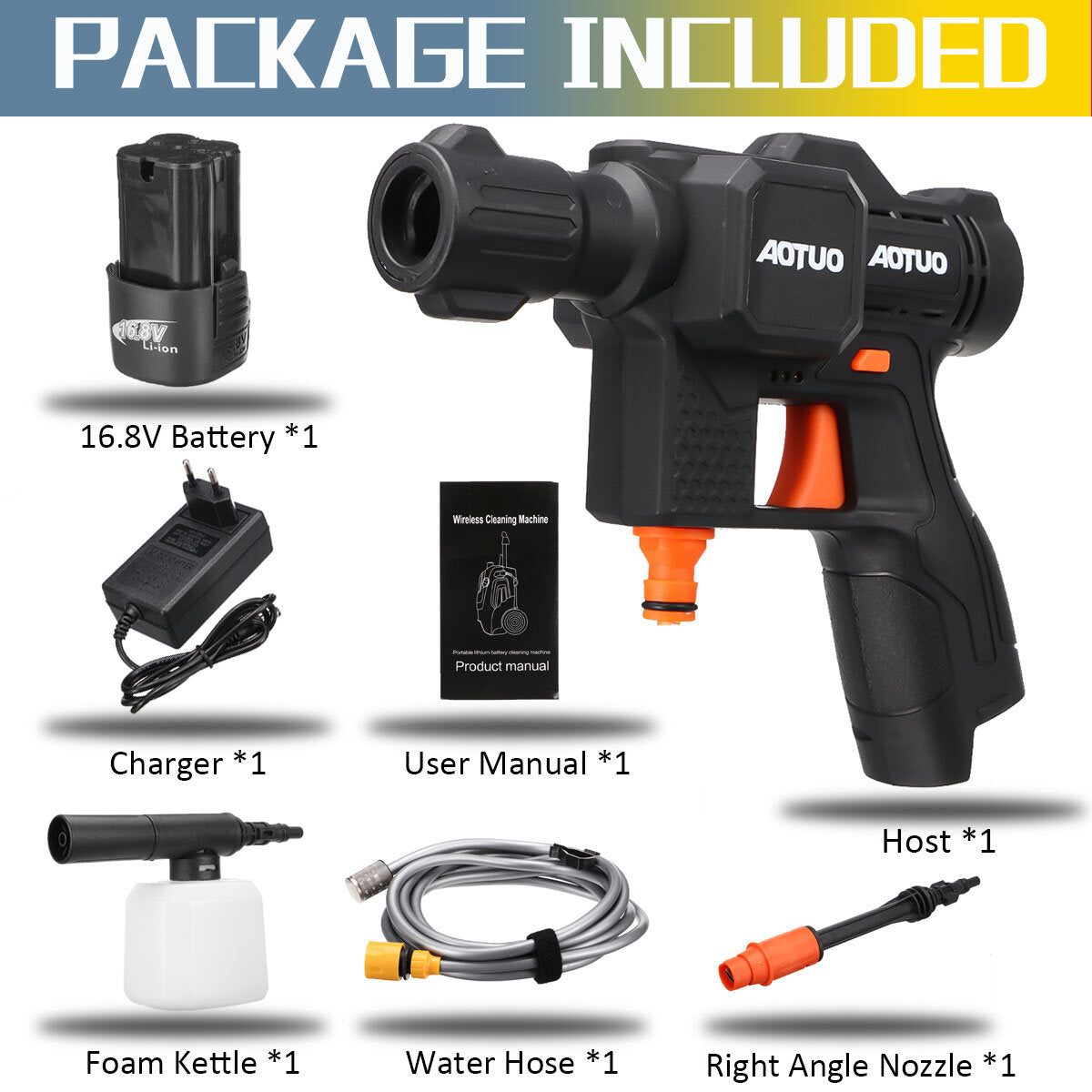 16.8V 500W Cordless High Pressure Washer Car Washing Machine Sprayer Guns Water Cleaner