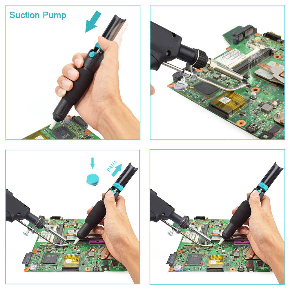 60W Automatically Send Tin Solder Iron 260-480 Adjustable Temperature Rework Station EU Plug/US Plug with Sunction Pump & Solder Wire