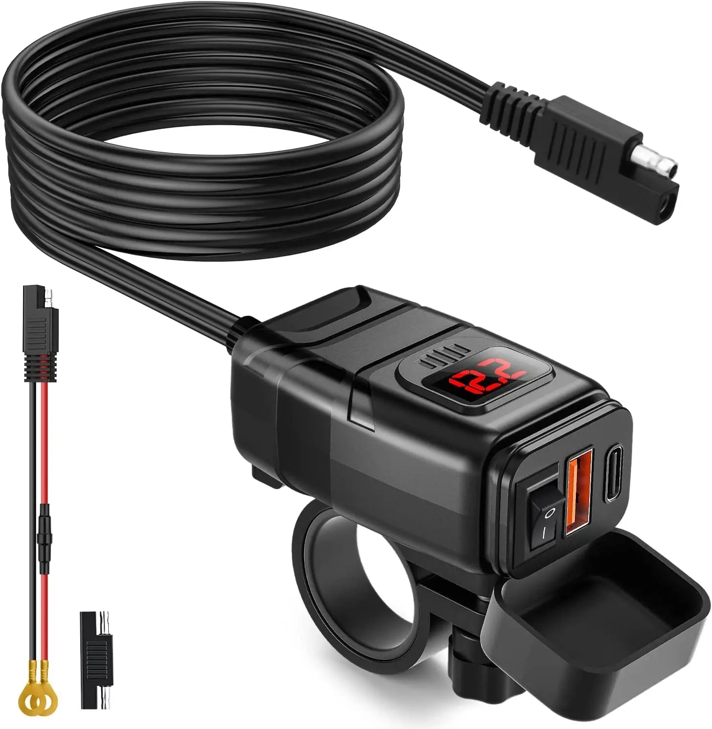 Quick Charge 3.0 Motorcycle USB Charger 6.4A Waterproof with Voltmeter - Fast Charging Accessory for All Devices
