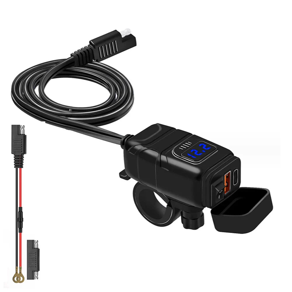Quick Charge 3.0 Motorcycle USB Charger 6.4A Waterproof with Voltmeter - Fast Charging Accessory for All Devices