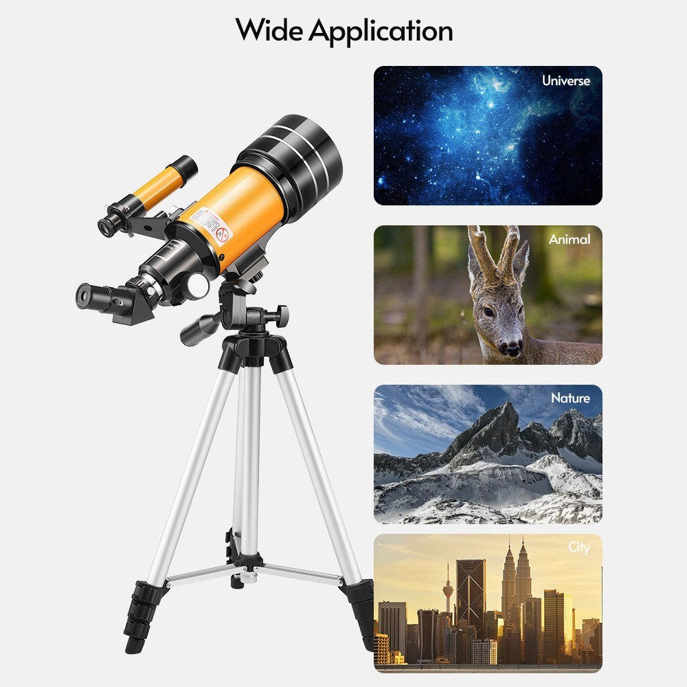 15X-150X 70mm Large Aperture Astronomic Refracting Monocular Telescope with Tripod Eyepiece Dust Cover Teleconverter Finder Scope for Star Gazing Bird Watching