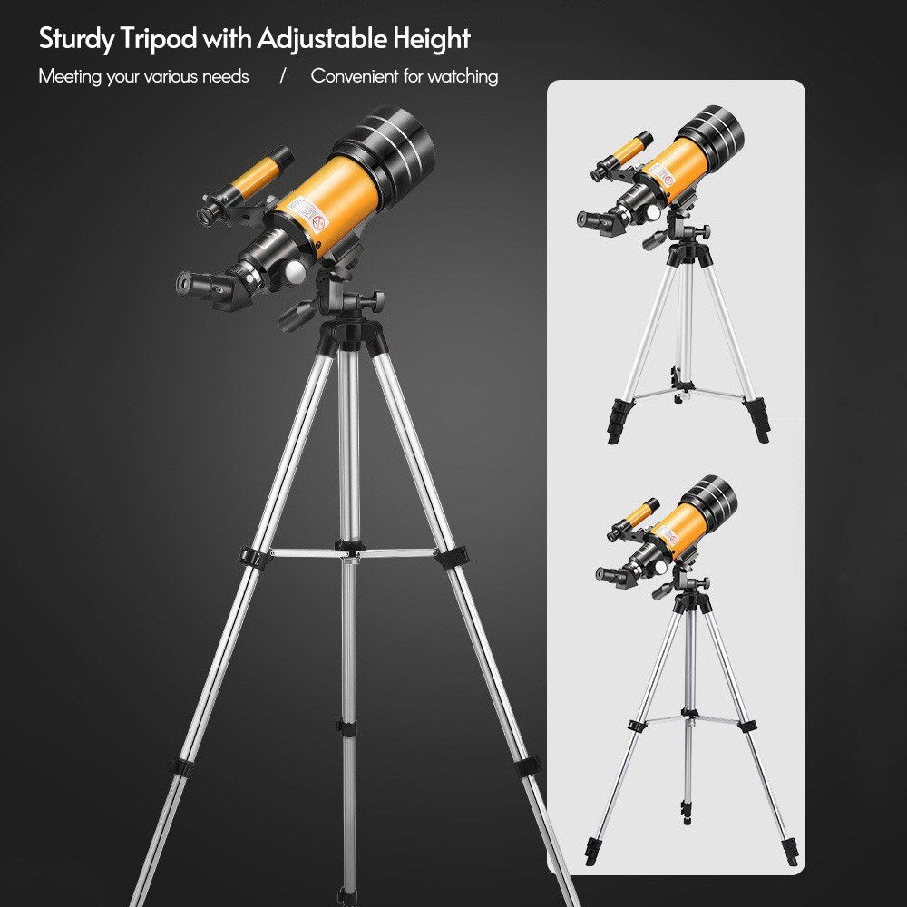 15X-150X 70mm Large Aperture Astronomic Refracting Monocular Telescope with Tripod Eyepiece Dust Cover Teleconverter Finder Scope for Star Gazing Bird Watching