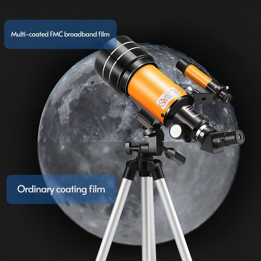 15X-150X 70mm Large Aperture Astronomic Refracting Monocular Telescope with Tripod Eyepiece Dust Cover Teleconverter Finder Scope for Star Gazing Bird Watching