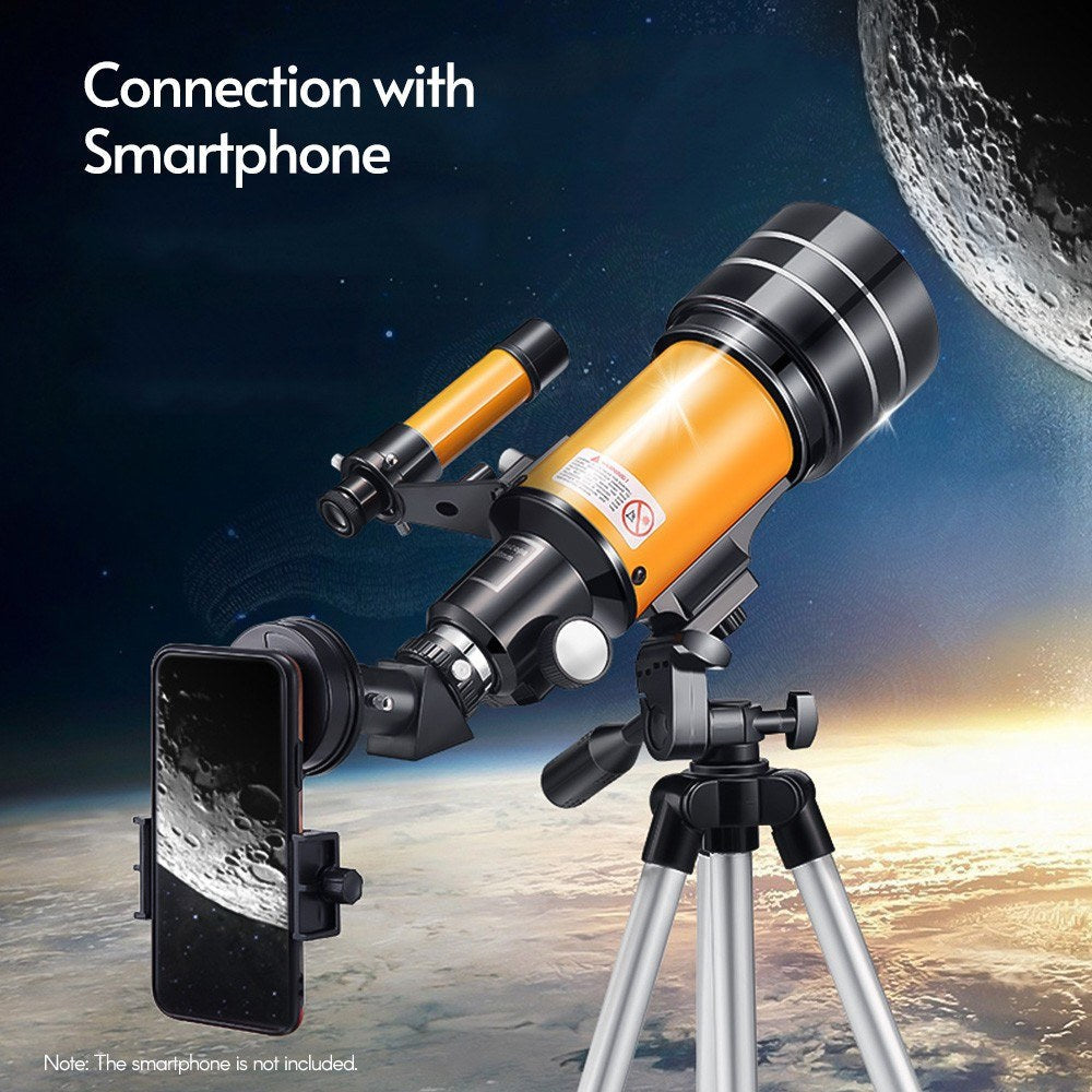 15X-150X 70mm Large Aperture Astronomic Refracting Monocular Telescope with Tripod Eyepiece Dust Cover Teleconverter Finder Scope for Star Gazing Bird Watching