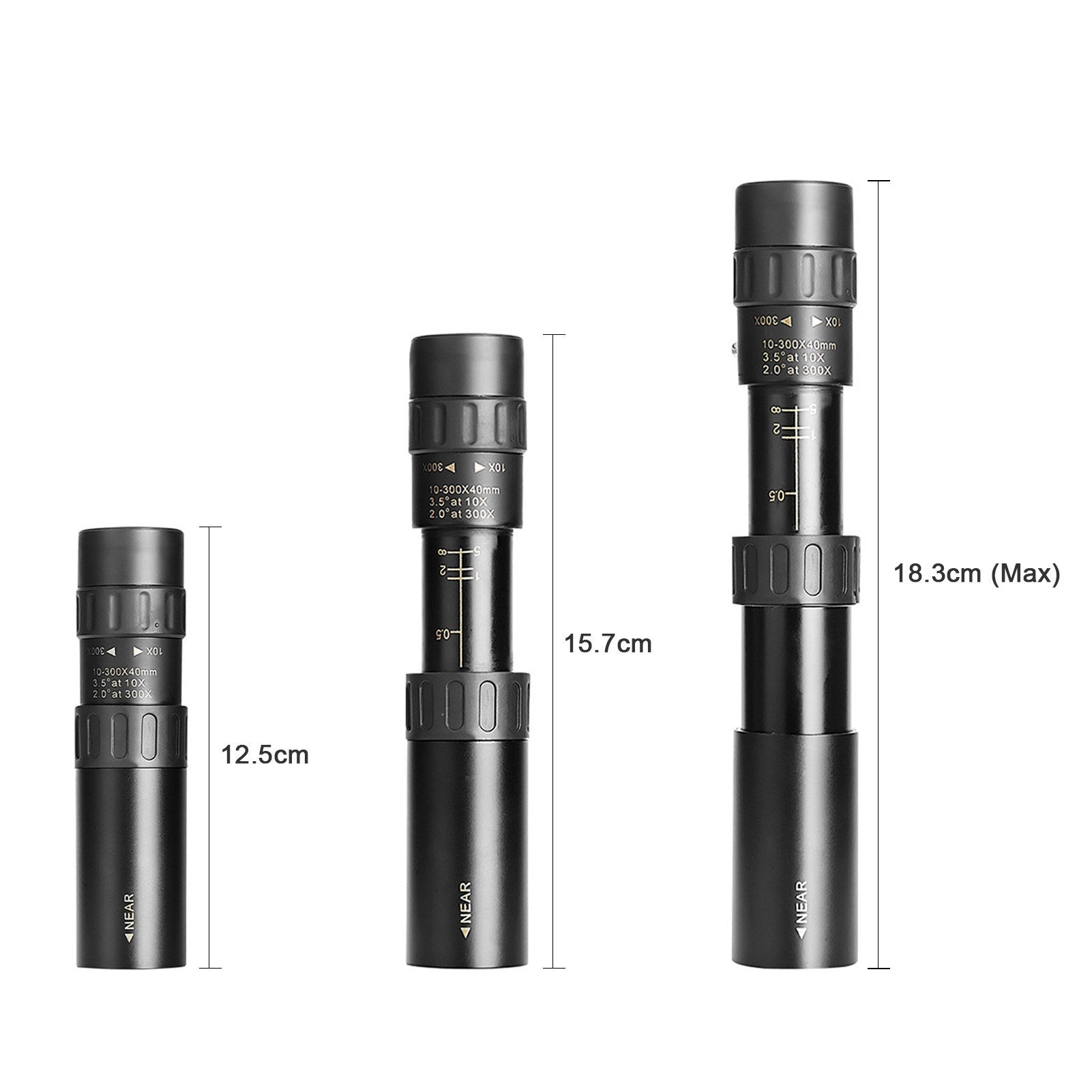 10X-300X Mini Monocular Telescope BAK4 Prisms Life Water-resistant with Phone Holder Mini Tripod Stand Carry Bag for Watching Scenery Bird Wildlife Concert Sports Events