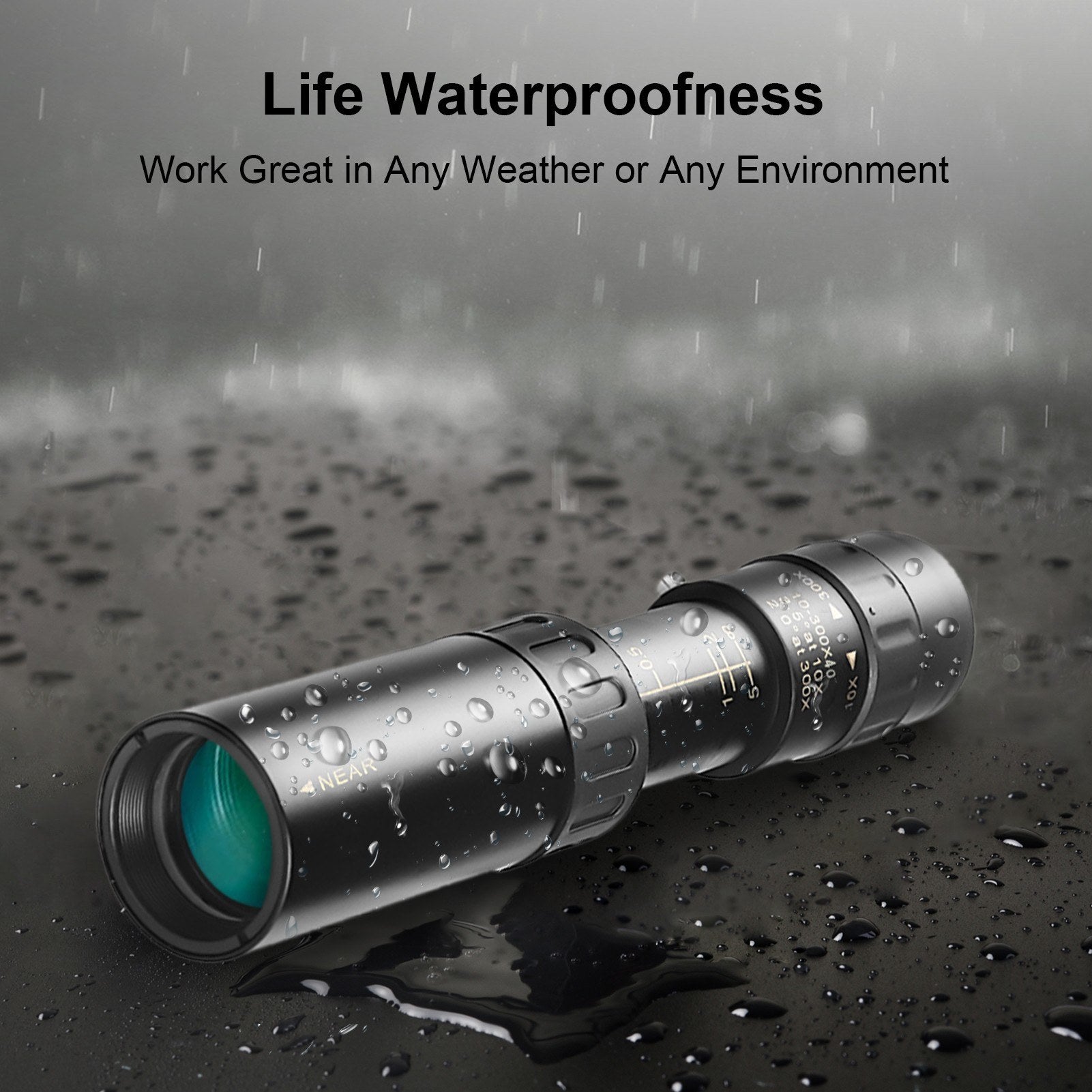 10X-300X Mini Monocular Telescope BAK4 Prisms Life Water-resistant with Phone Holder Mini Tripod Stand Carry Bag for Watching Scenery Bird Wildlife Concert Sports Events