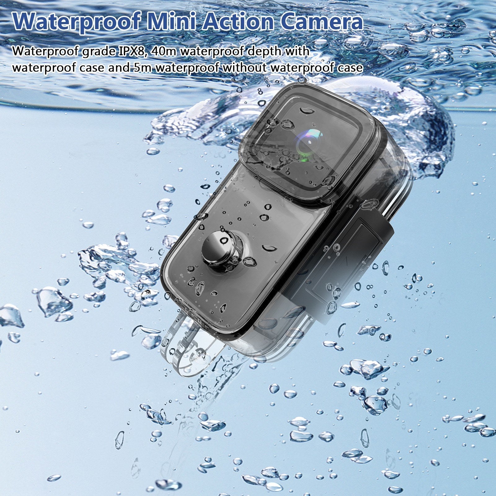 Covert 4K Mini WiFi Action Cam - 1.28" IPS, 5M Body Waterproof, 6-Axis Anti-Shake, Night Vision