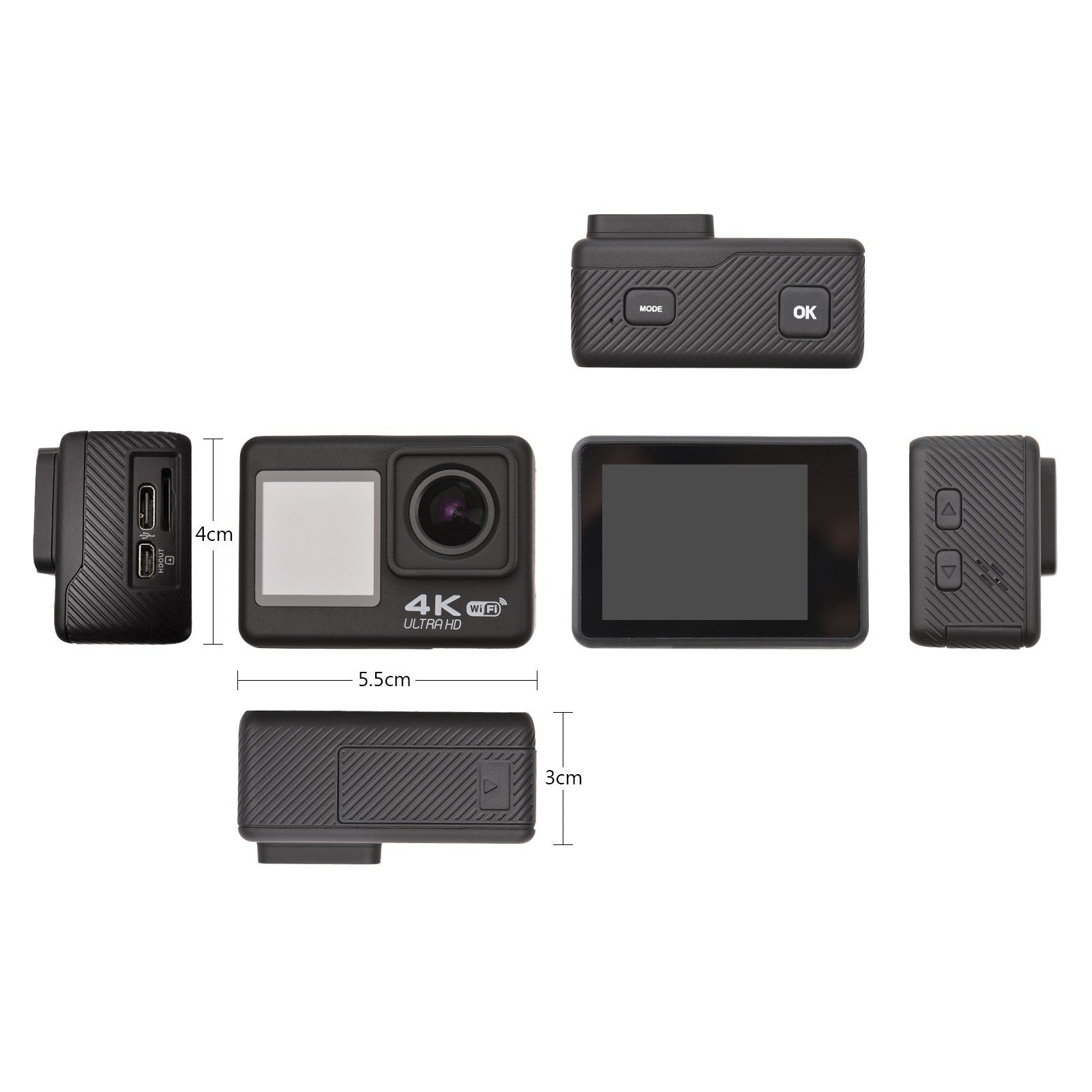 High-Res 4K 60FPS UHD WiFi Action Cam - Dual Screen, 170° Wide, 30M Waterproof, Remote Control