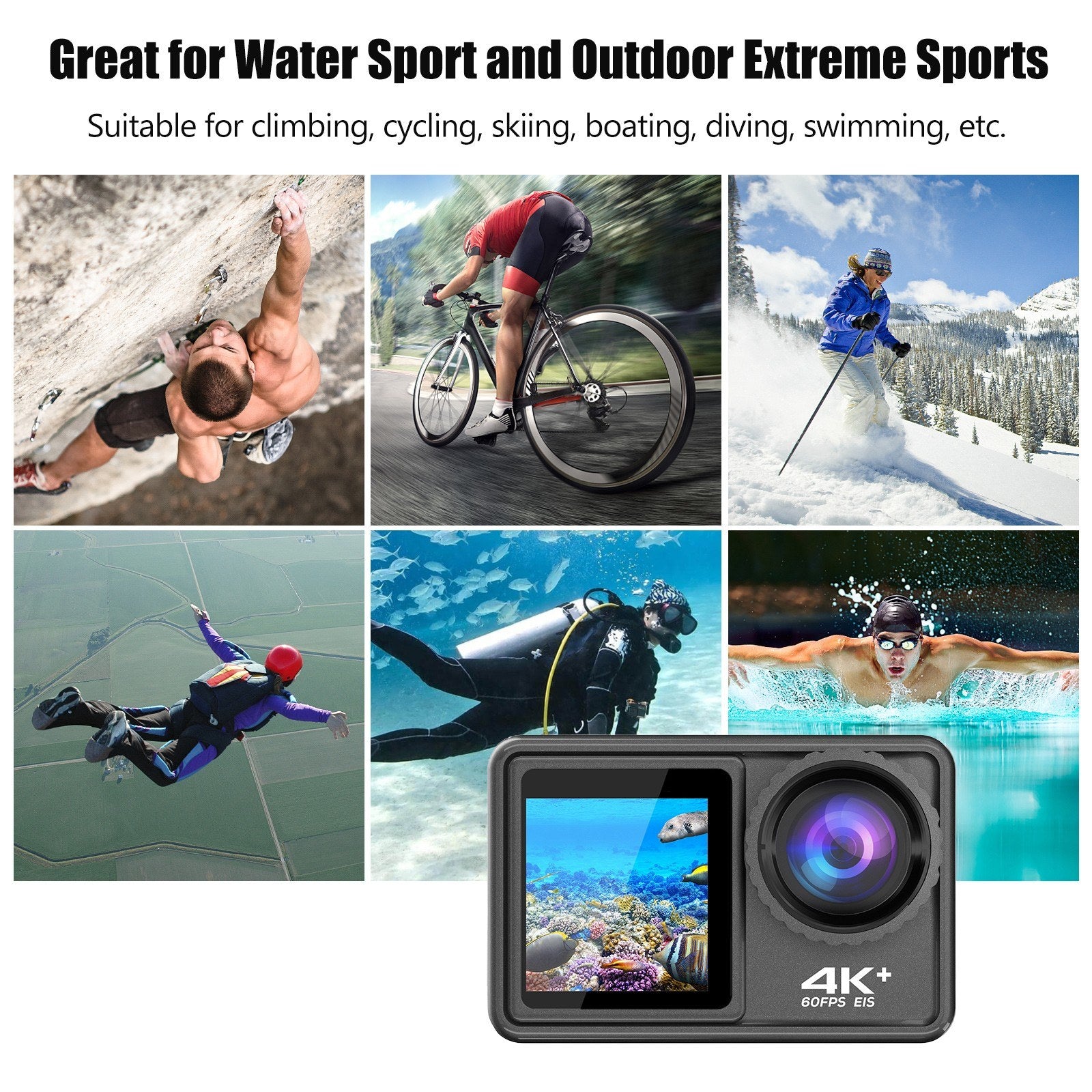 Pro-Grade 4K 24MP Dual Screen Sports DV - 170° Wide, EIS, 40M Waterproof, WiFi, Pro Lens Filters