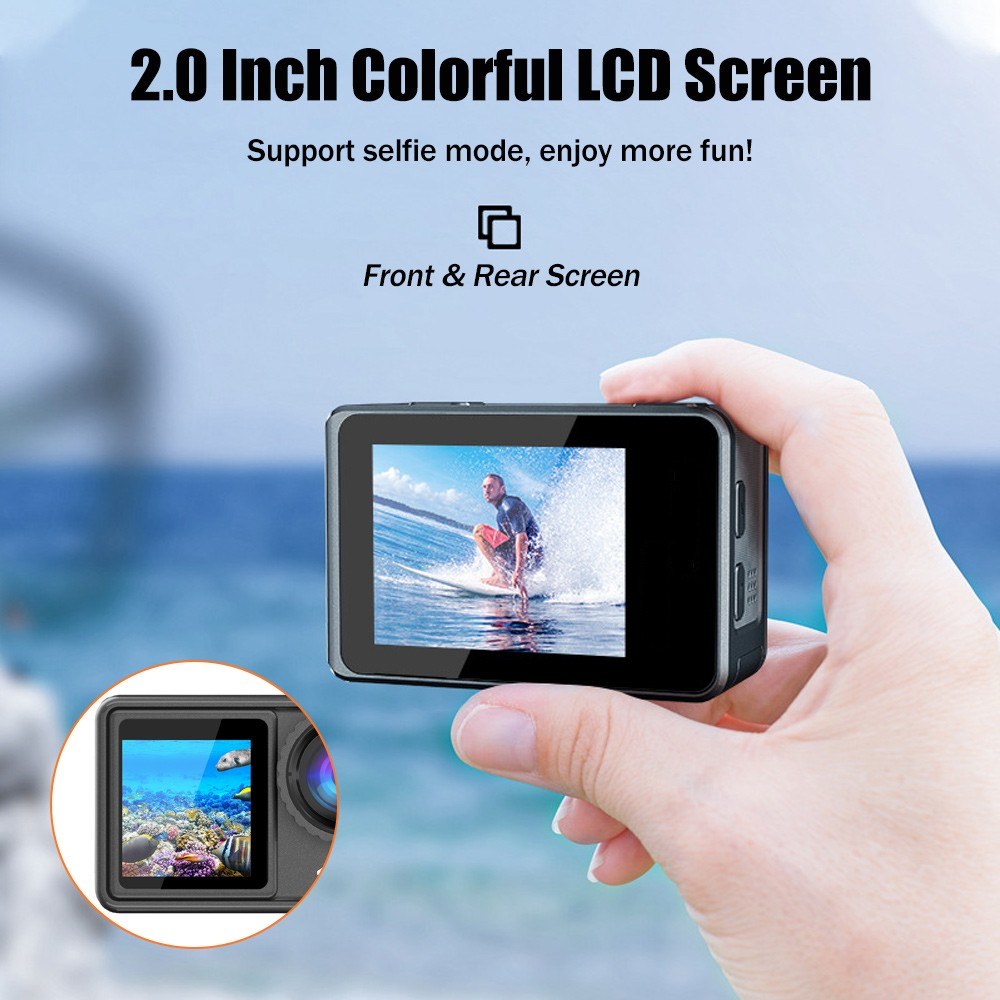 Pro-Grade 4K 24MP Dual Screen Sports DV - 170° Wide, EIS, 40M Waterproof, WiFi, Pro Lens Filters