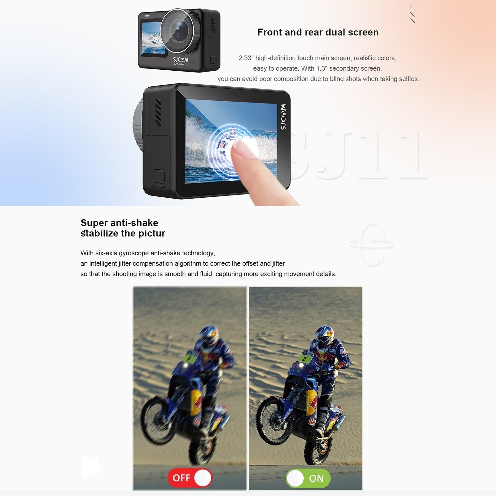 Dynamic 4K 20MP Dual Touch Action Camera - Waterproof, Anti-Shake, Live Stream, Capture Every Moment
