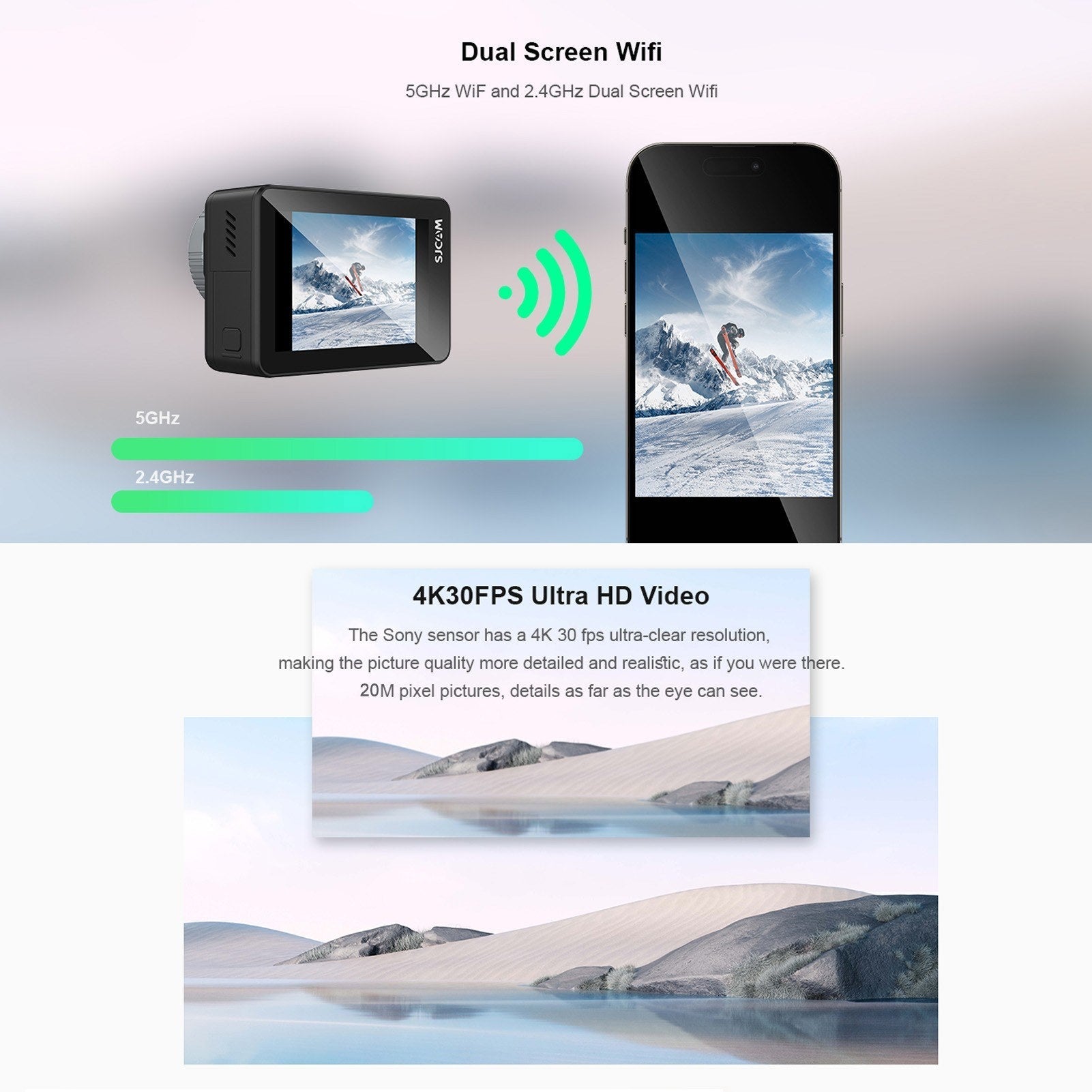 Dynamic 4K 20MP Dual Touch Action Camera - Waterproof, Anti-Shake, Live Stream, Capture Every Moment