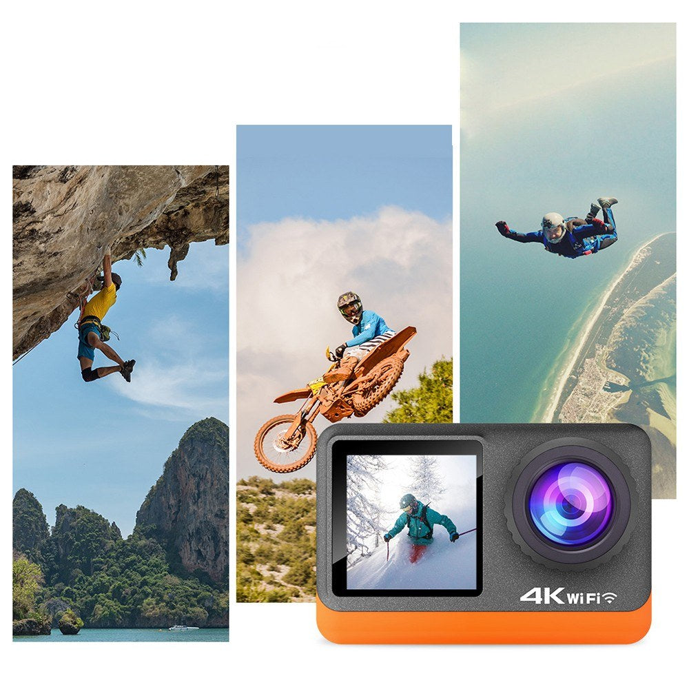Pro 4K HD 24MP Waterproof Action Camera - Anti-Shake, Dual/Touch Screen, 170° Wide, Live Stream