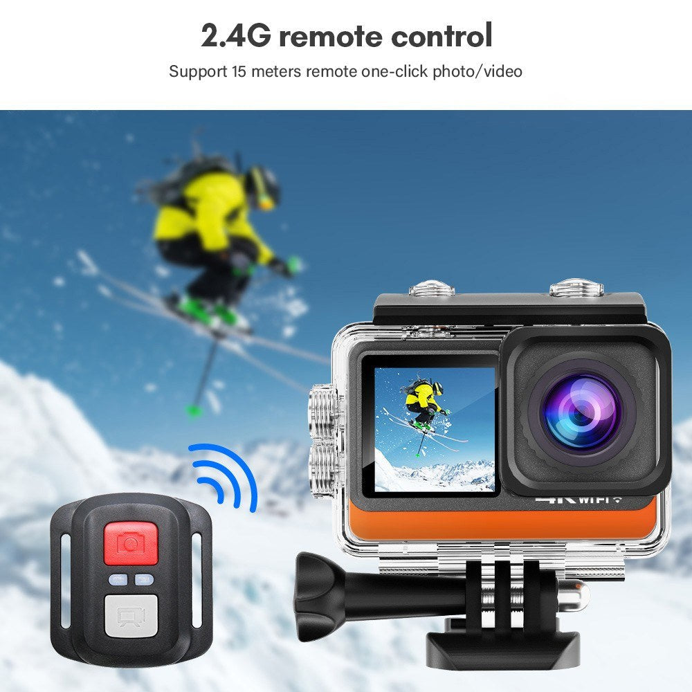 Pro 4K HD 24MP Waterproof Action Camera - Anti-Shake, Dual/Touch Screen, 170° Wide, Live Stream