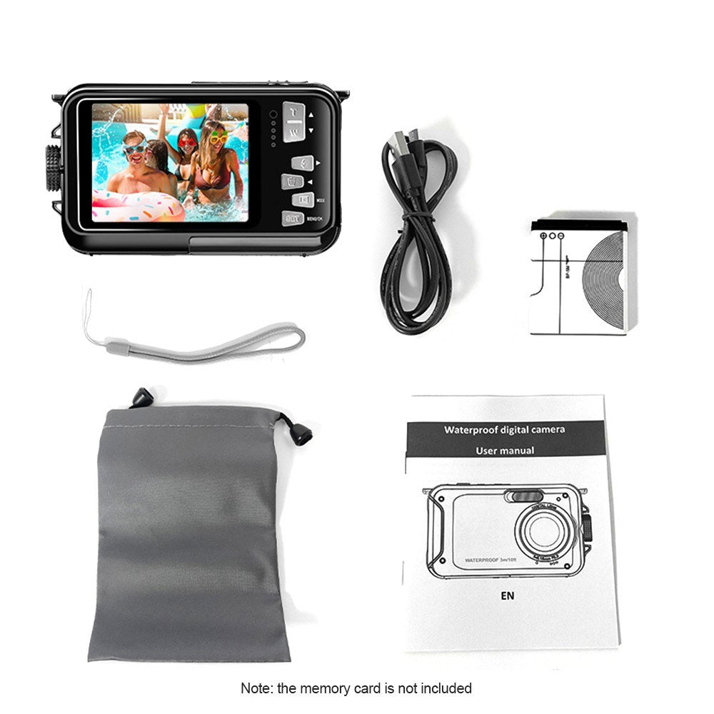 Deep Dive 1080P UHD Action Cam - 2.7" TFT, 30MP, Anti-Shake, 3M Underwater, 16x Zoom, 128GB TF