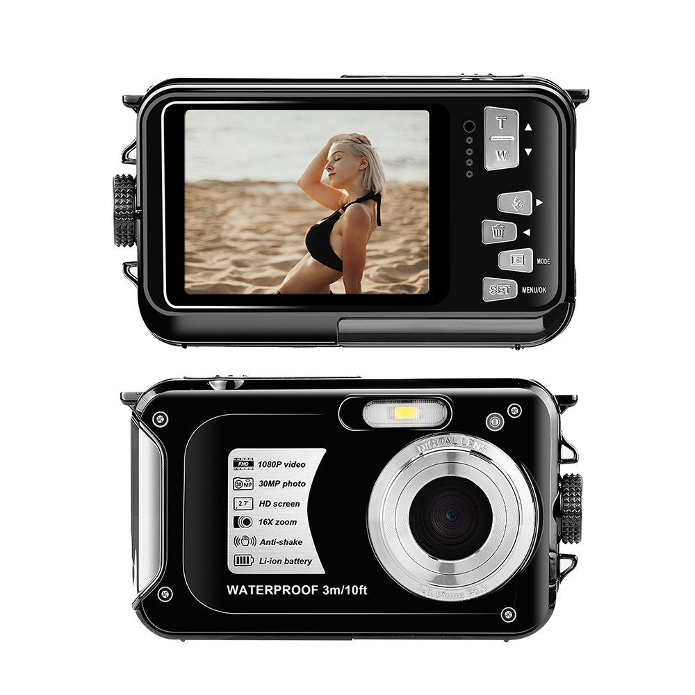 Deep Dive 1080P UHD Action Cam - 2.7" TFT, 30MP, Anti-Shake, 3M Underwater, 16x Zoom, 128GB TF