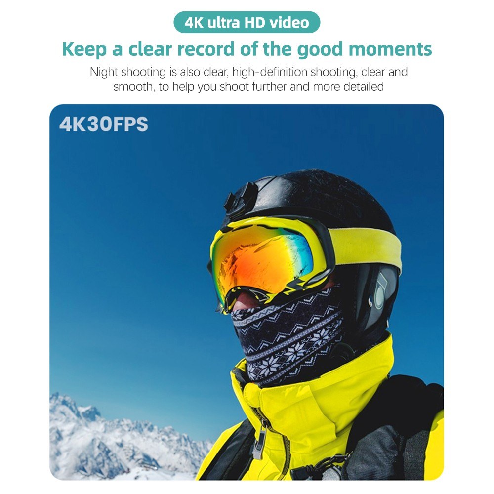 Dynamic 4K 30FPS UHD Action Camera - 1.3" Touch, 20MP, 40M Waterproof, Anti-Shake, Face Track