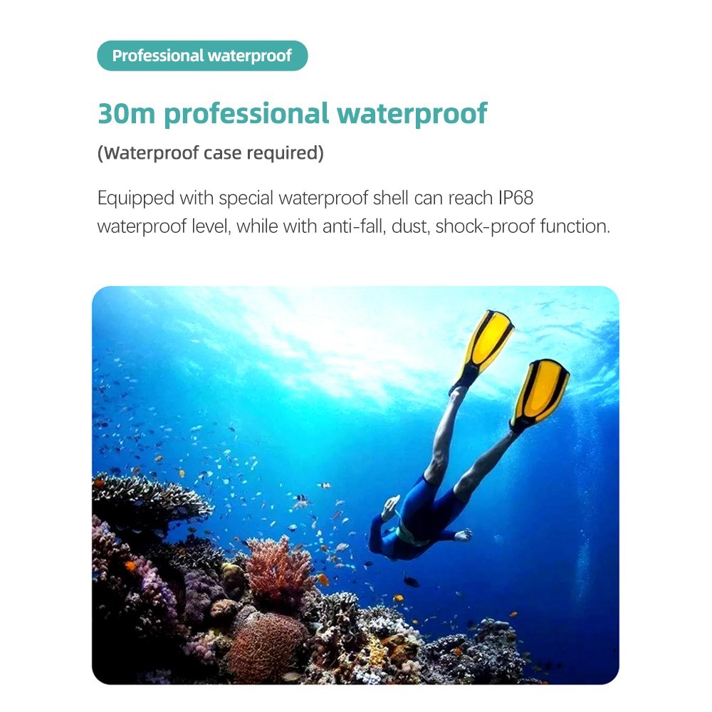 Dynamic 4K 30FPS UHD Action Camera - 1.3" Touch, 20MP, 40M Waterproof, Anti-Shake, Face Track