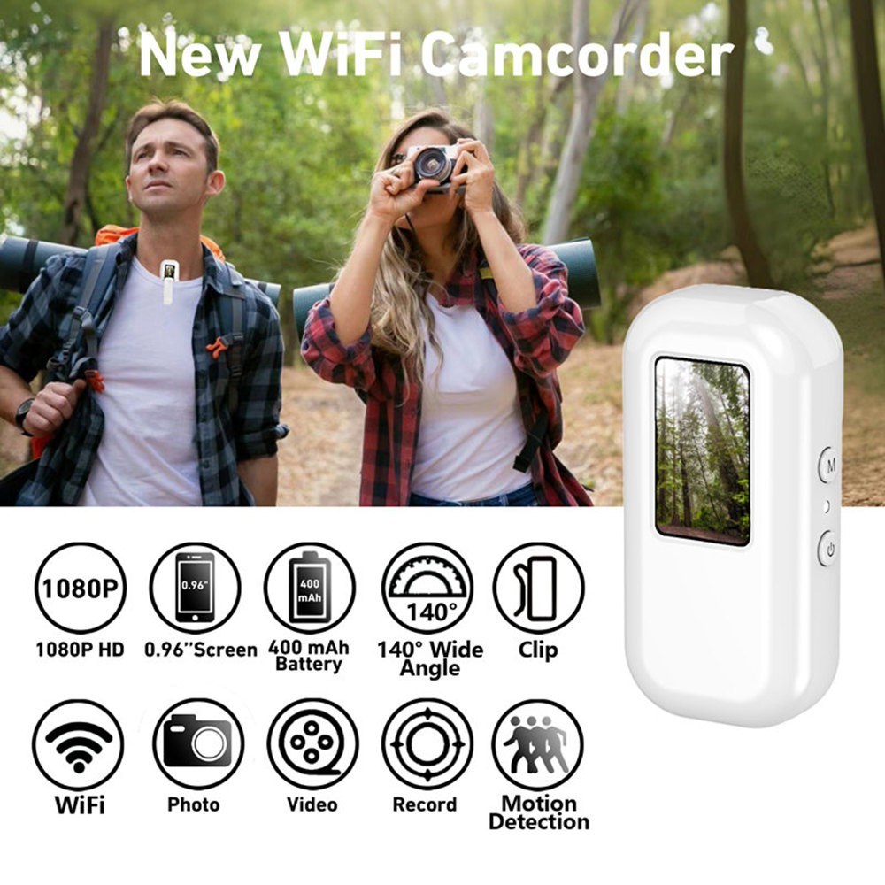 Compact 1080P 30FPS Mini WiFi Video Cam - 0.96" LCD, Motion Detect, Magnetic Mount, Rechargeable