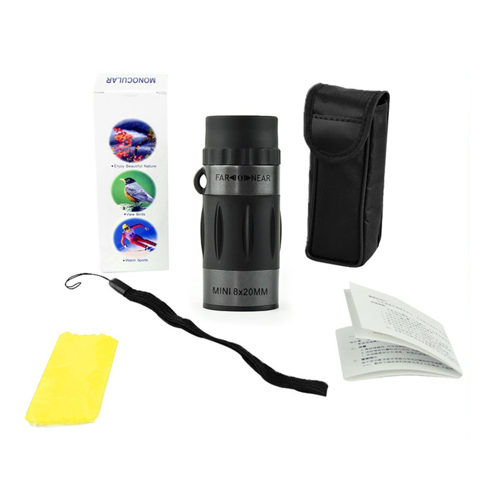 8x20 Mini Monocular Pocket Prime Monocular Handheld Telescope with Carrying Bag