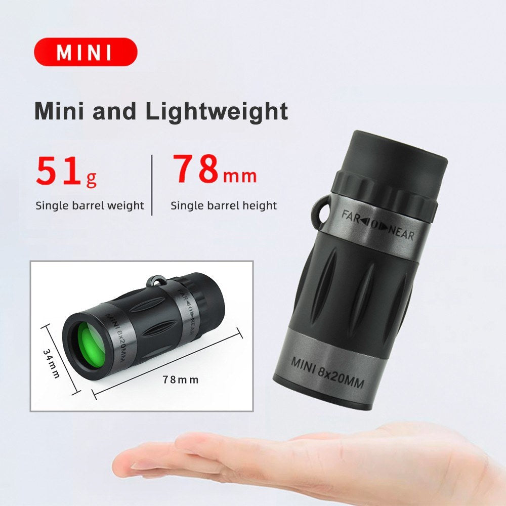 8x20 Mini Monocular Pocket Prime Monocular Handheld Telescope with Carrying Bag