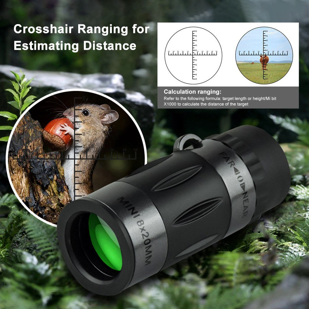 8x20 Mini Monocular Pocket Prime Monocular Handheld Telescope with Carrying Bag