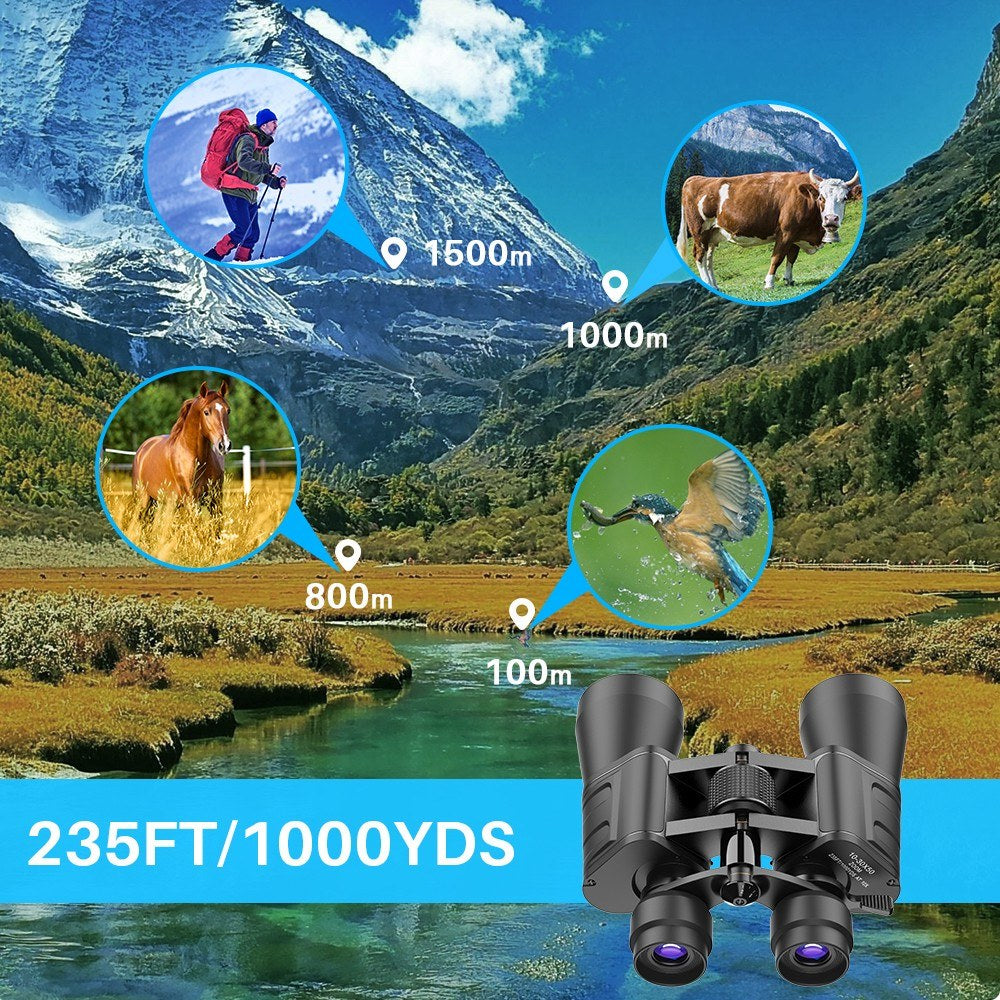 Portable Binoculars for Adults and Kids High Powered 10X-30X Magnification FMC Lens - BAK7 Prism Telescope Binoculars for Bird Watching Hiking Traveling Sports Concert with Carrying Bag