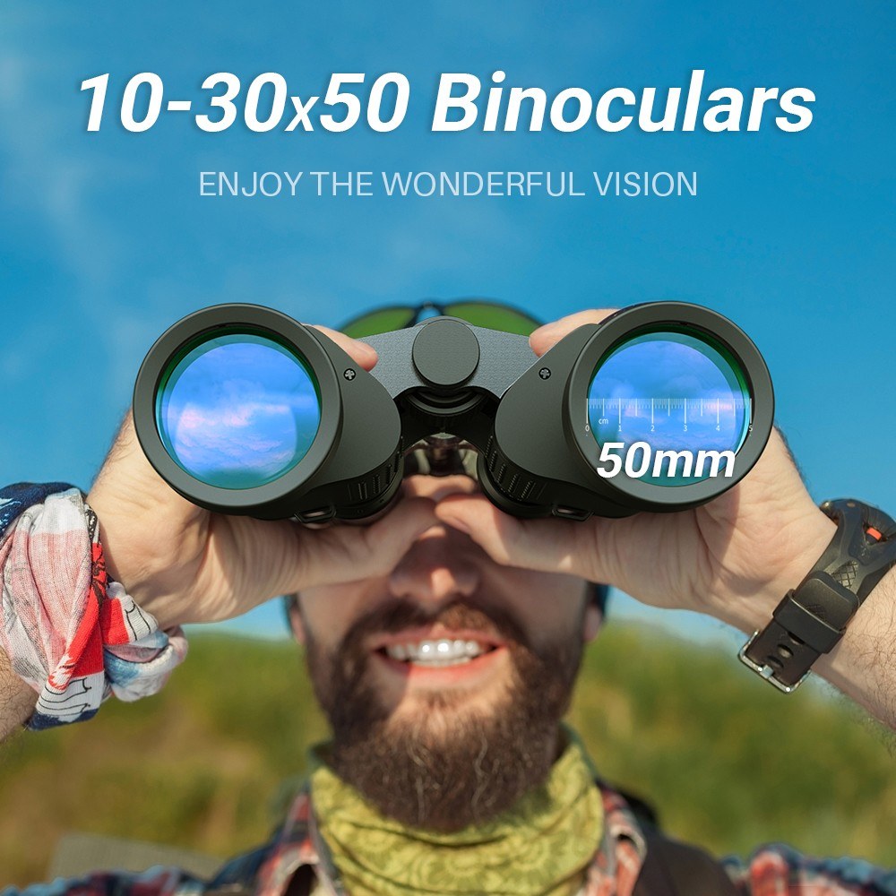 Portable Binoculars for Adults and Kids High Powered 10X-30X Magnification FMC Lens - BAK7 Prism Telescope Binoculars for Bird Watching Hiking Traveling Sports Concert with Carrying Bag