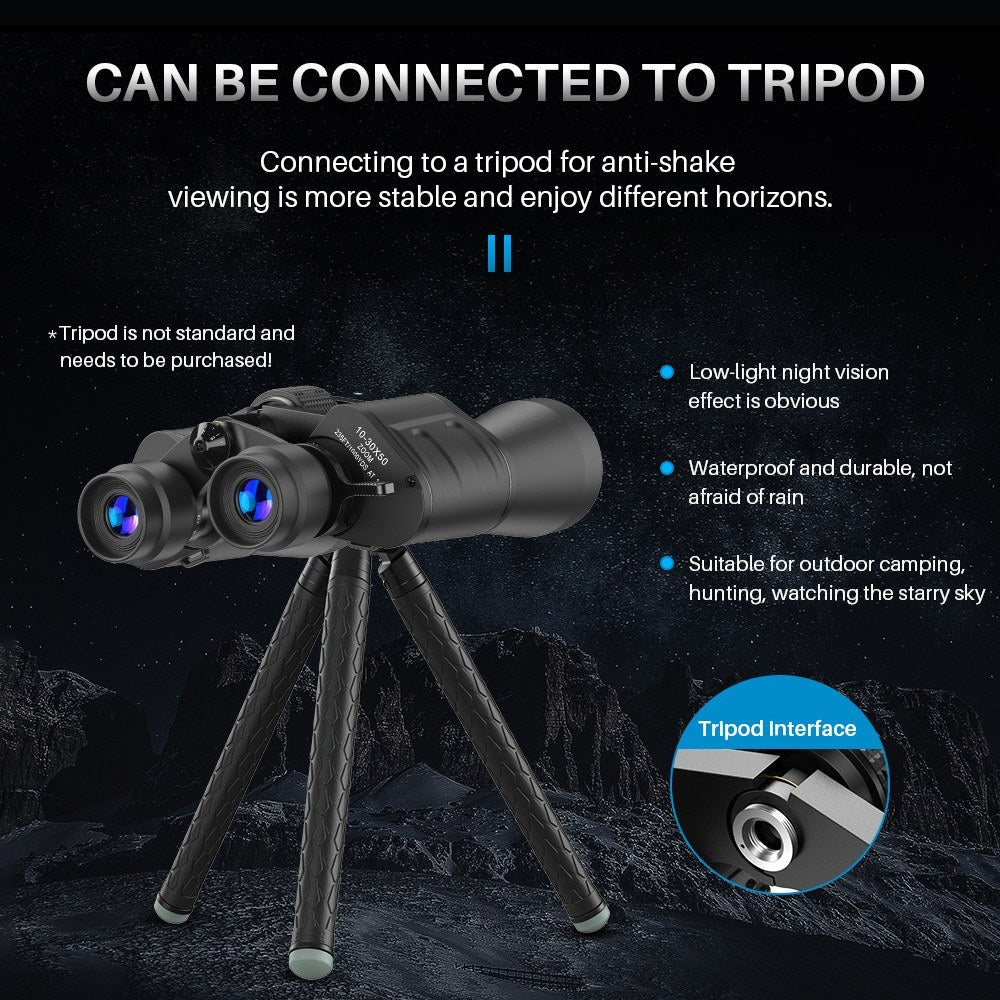 Portable Binoculars for Adults and Kids High Powered 10X-30X Magnification FMC Lens - BAK7 Prism Telescope Binoculars for Bird Watching Hiking Traveling Sports Concert with Carrying Bag