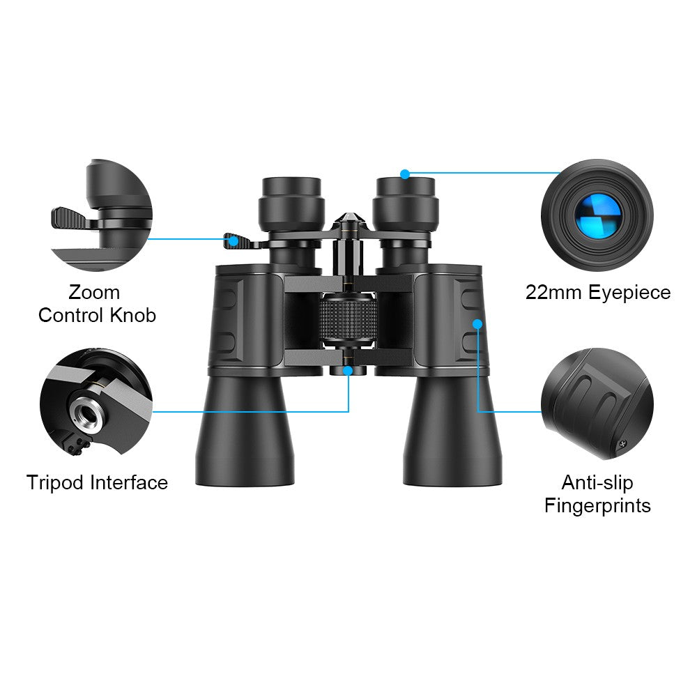 Portable Binoculars for Adults and Kids High Powered 10X-30X Magnification FMC Lens - BAK7 Prism Telescope Binoculars for Bird Watching Hiking Traveling Sports Concert with Carrying Bag