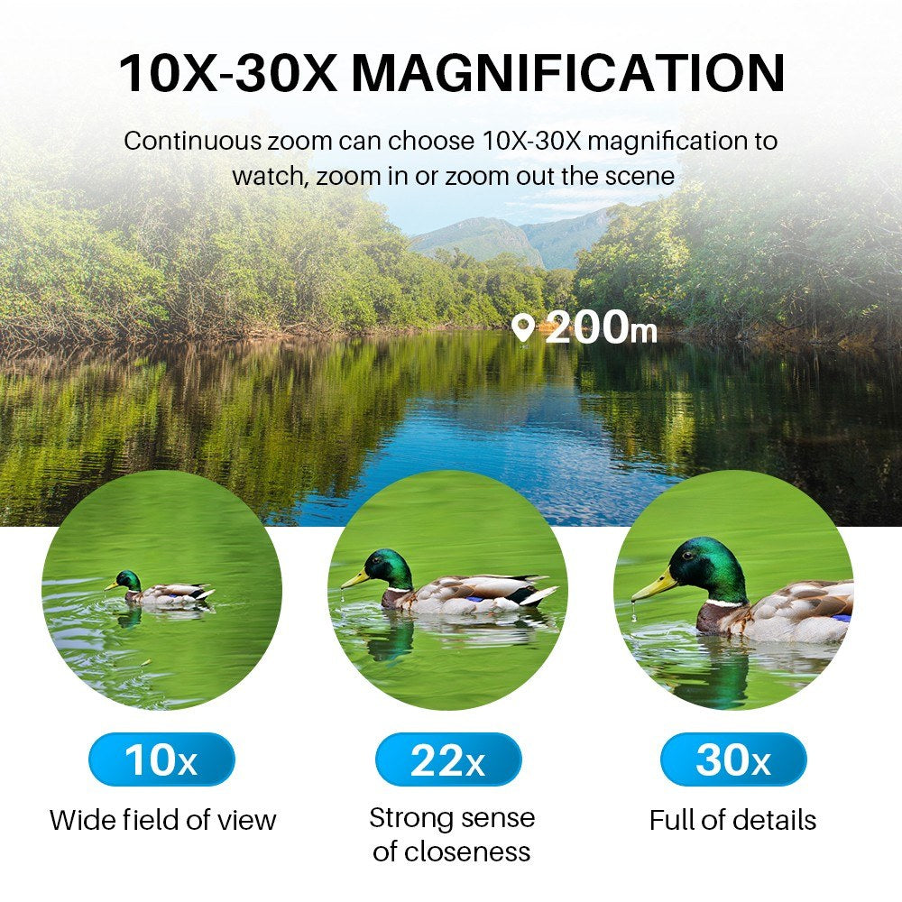 Portable Binoculars for Adults and Kids High Powered 10X-30X Magnification FMC Lens - BAK7 Prism Telescope Binoculars for Bird Watching Hiking Traveling Sports Concert with Carrying Bag