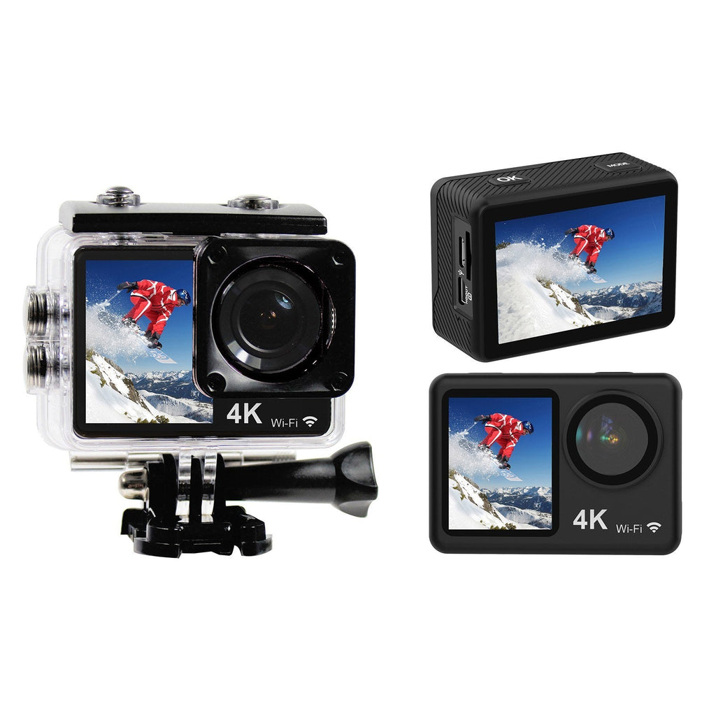 Pro 4K 30FPS 16MP WiFi Sports Cam - 160° Wide, Dual Screen, 30M Waterproof, Dive/Ski Kit